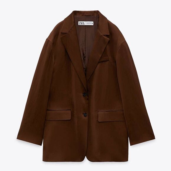 ZARA Blazer Flowy Viscose Linen Blend Pockets New - Picture 7 of 10